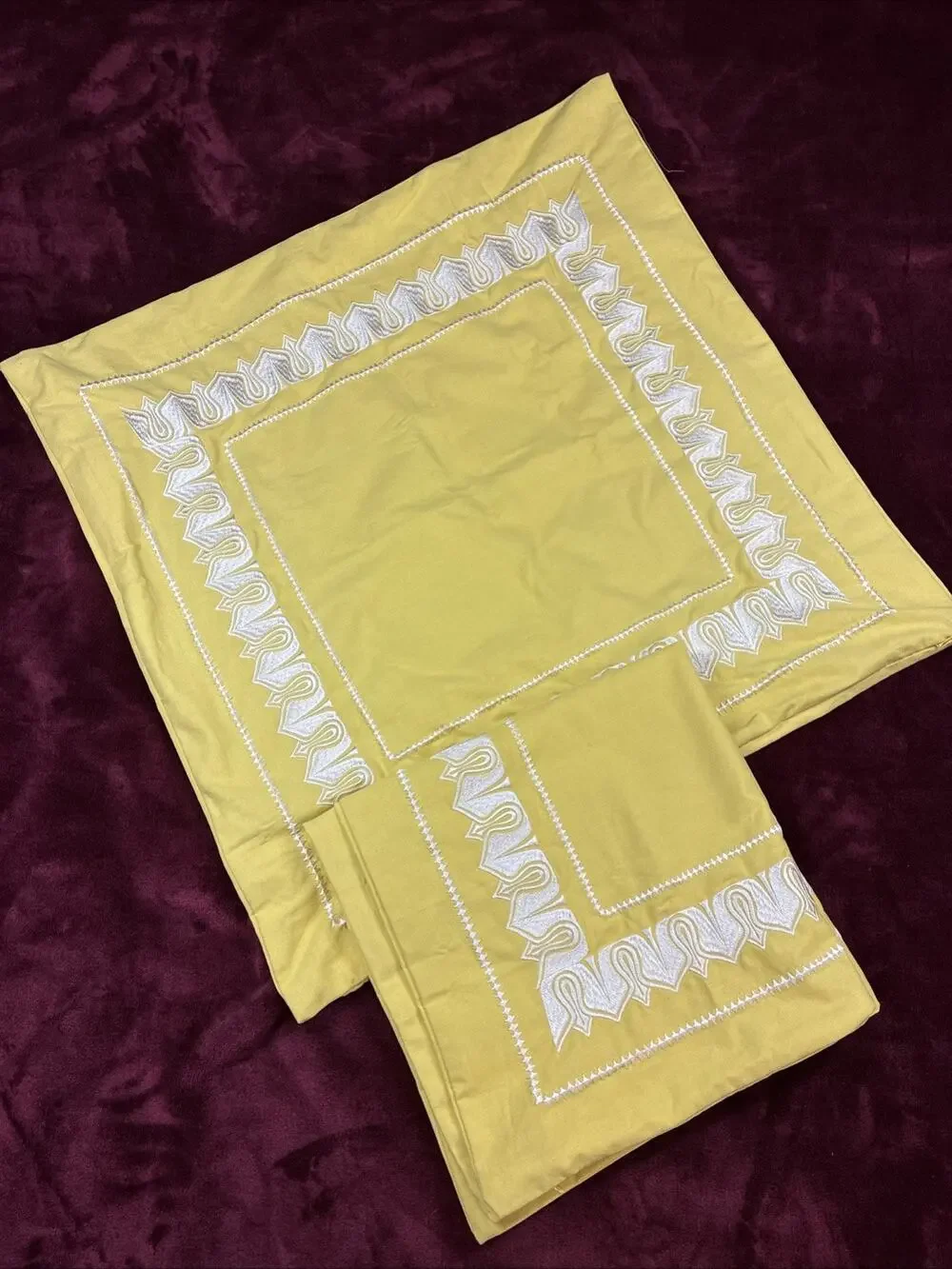 Echo Yellow Chartreuse Embroidered Euro Sham Pillow Cover 26x26 Hidden Zipper